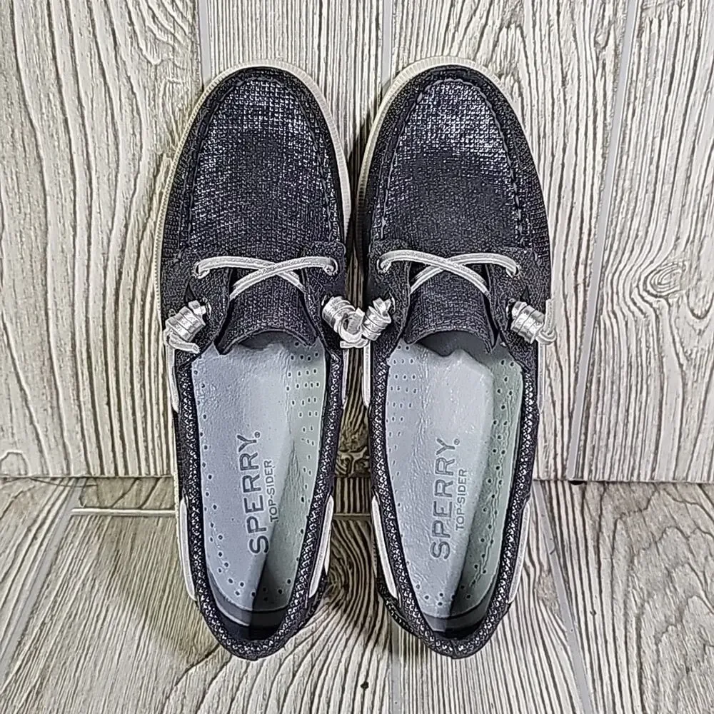 Sperry Vida Metallic Silver Boat Shoes Loafers Womens Size 6.5 NEW